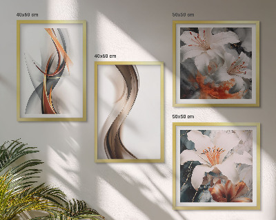 Multi-piece wall decor set Yellow gray-brown waves