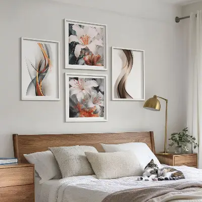 Multi-piece wall decor set yellow gray and brown waves