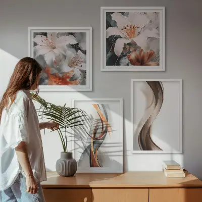 Multi-piece wall decor set yellow gray and brown waves