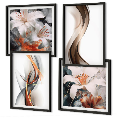 Multi-piece wall decor set Yellow gray-brown waves
