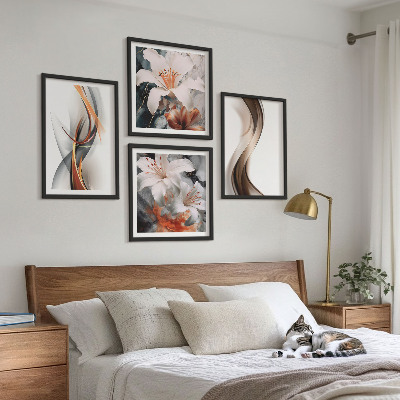 Multi-piece wall decor set Yellow gray-brown waves