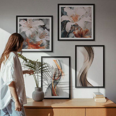 Multi-piece wall decor set Yellow gray-brown waves
