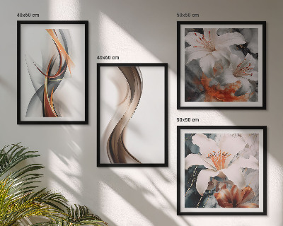 Multi-piece wall decor set Yellow gray-brown waves