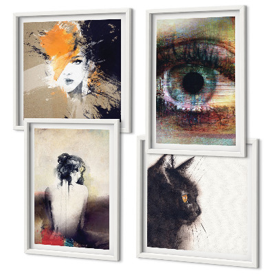 Wall art set Portrait of a woman, eye, colors, emotions