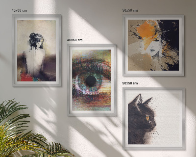 Wall art set Portrait of a woman, eye, colors, emotions