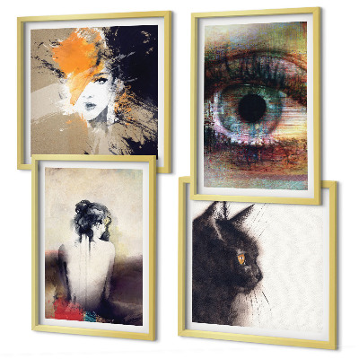 Wall art set Portrait of a woman, eye, colors, emotions