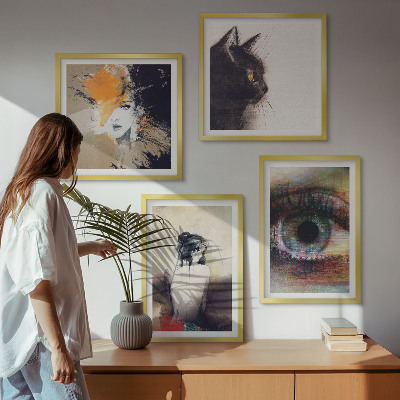 Wall art set Portrait of a woman, eye, colors, emotions