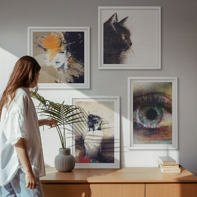 Wall art set Portrait of a woman, eye, colors, emotions