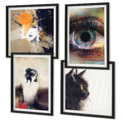 Wall art set Portrait of a woman, eye, colors, emotions