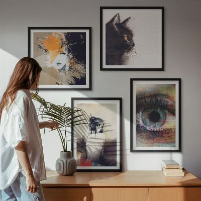 Wall art set Portrait of a woman, eye, colors, emotions