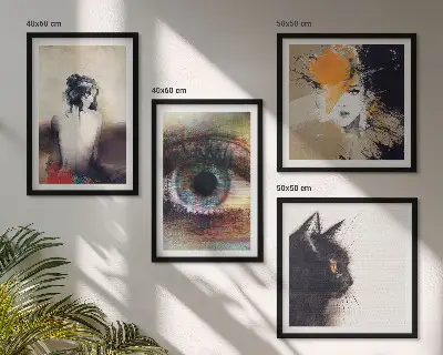 Wall art set portrait of a woman capturing colors and emotions