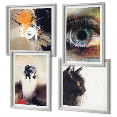 Wall art set portrait of a woman capturing colors and emotions