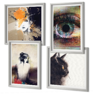 Wall art set Portrait of a woman, eye, colors, emotions