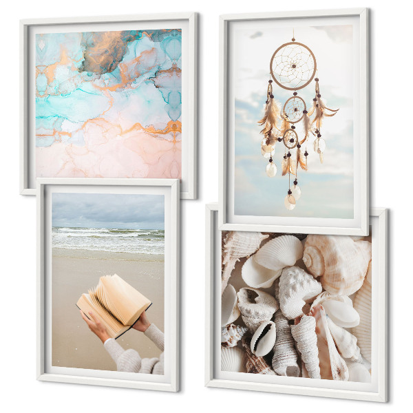 Multi-piece wall decor set Sea shells boho book