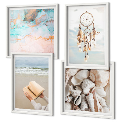 Multi-piece wall decor set Sea shells boho book