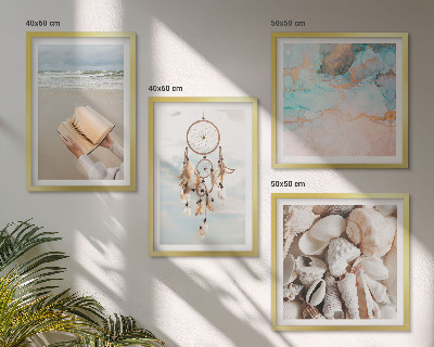 Multi-piece wall decor set Sea shells boho book
