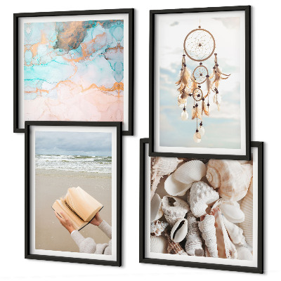 Multi-piece wall decor set Sea shells boho book