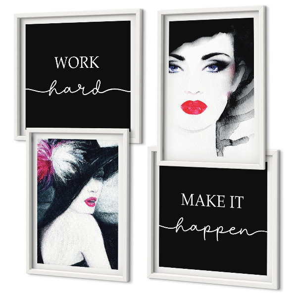 Wall art set Portraits of women with lips