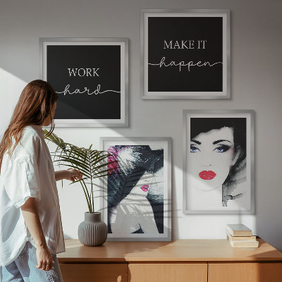 Wall art set Portraits of women with lips