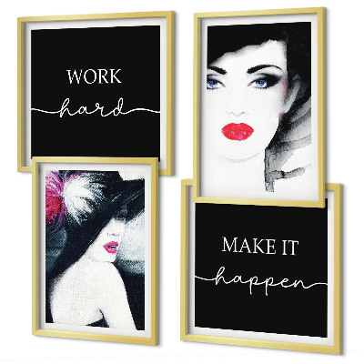 Wall art set Portraits of women with lips