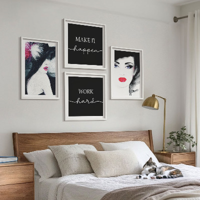 Wall art set Portraits of women with lips