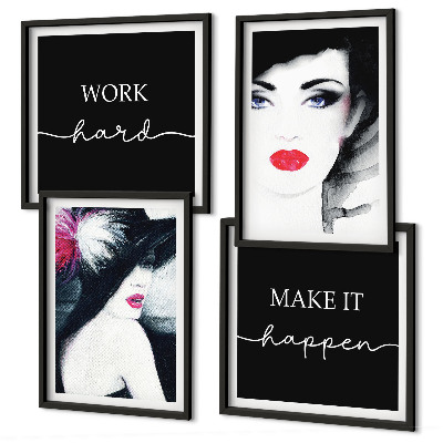 Wall art set Portraits of women with lips