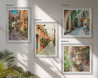 Set of 4 wall art pieces Charming Italian streets and flowers