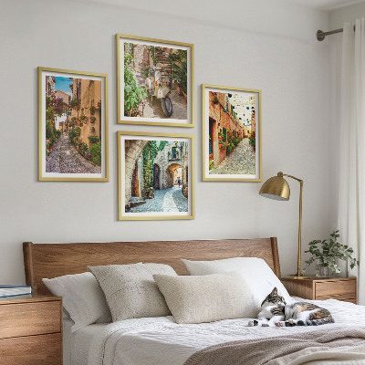 Set of 4 wall art pieces Charming Italian streets and flowers