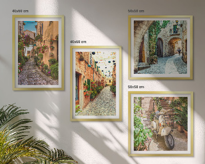 Set of 4 wall art pieces Charming Italian streets and flowers