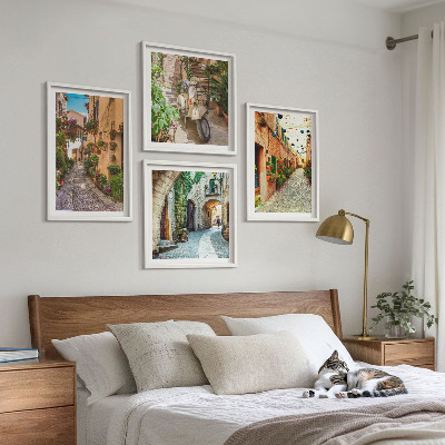 Set of 4 wall art pieces Charming Italian streets and flowers