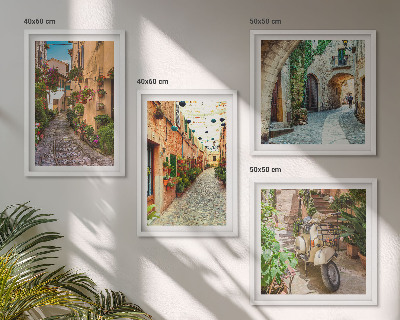 Set of 4 wall art pieces Charming Italian streets and flowers