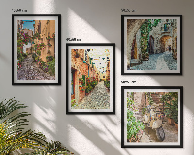 Set of 4 wall art pieces Charming Italian streets and flowers