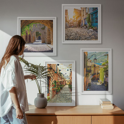 Wall art set Charming streets with stones