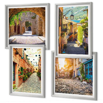 Wall art set Charming streets with stones