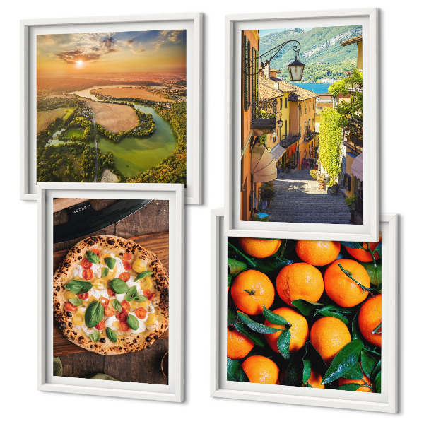 Set of 4 wall art pieces Italian rivers hills street