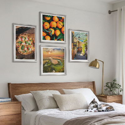 Set of 4 wall art pieces Italian rivers hills street