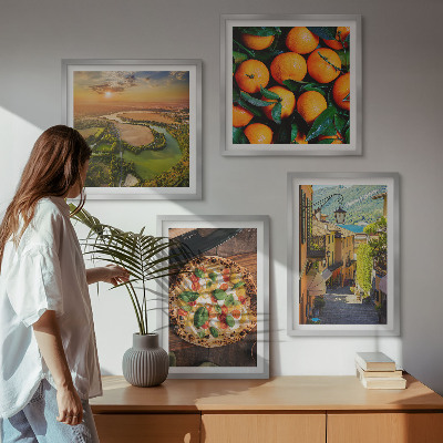 Set of 4 wall art pieces Italian rivers hills street