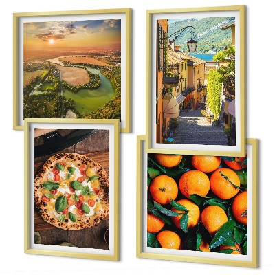 Set of 4 wall art pieces Italian rivers hills street