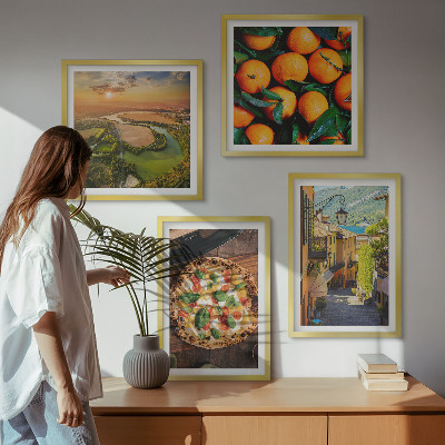 Set of 4 wall art pieces Italian rivers hills street