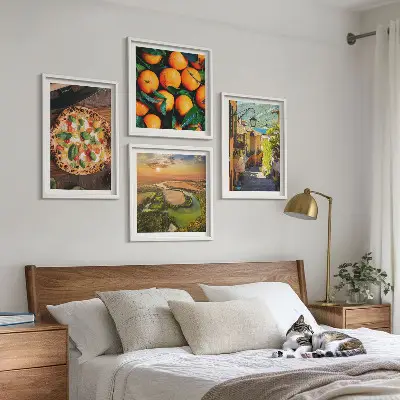 Italian rivers, hills, and streets wall art set of 4 pieces