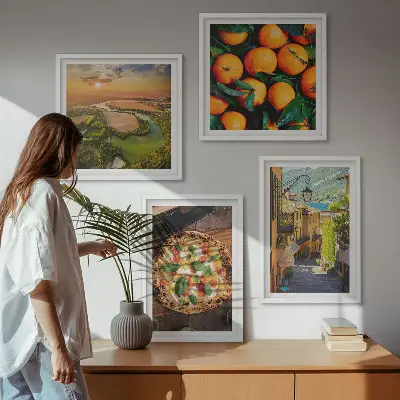 Italian rivers, hills, and streets wall art set of 4 pieces