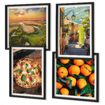 Set of 4 wall art pieces Italian rivers hills street