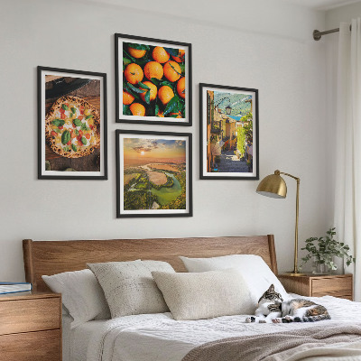 Set of 4 wall art pieces Italian rivers hills street