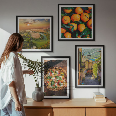 Set of 4 wall art pieces Italian rivers hills street