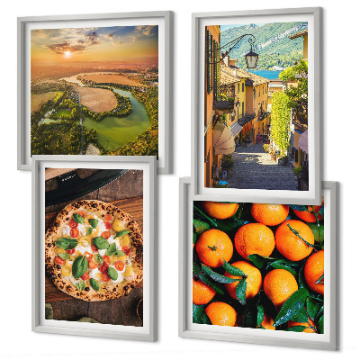 Set of 4 wall art pieces Italian rivers hills street