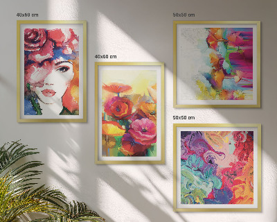 Wall art set Flowers intense colors portrait