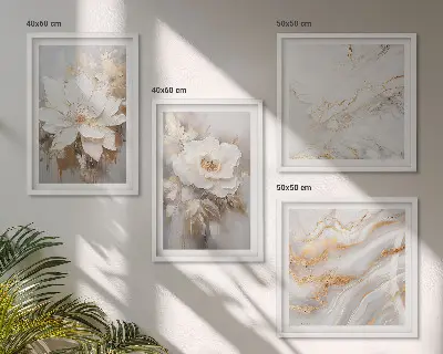 Flowers abstract marble wall art set of 4 pieces