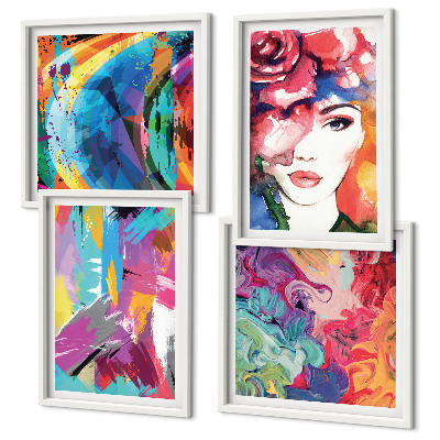 Wall art set Colorful abstract portrait