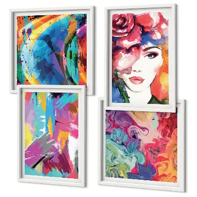 Colorful abstract portrait wall art set