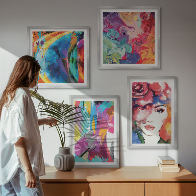 Wall art set Colorful abstract portrait